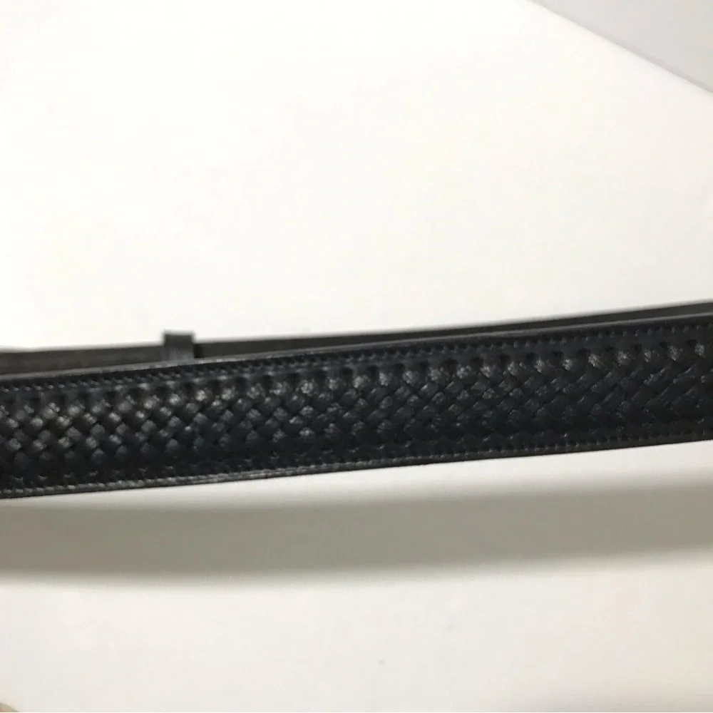 Dos Amigos Black Roped Double Strap Genuine Leather Belt Replaceable Buckle 42